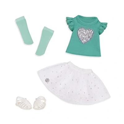 Afbeelding van Glitter Girls by Battat Glittery Top and Skirt Regular Outfit Sparkling met Topstijl, Rok, Fonkelende Sokken en Sandalen voor kinderen vanaf 3 jaar, GG50101Z, 35,5 cm