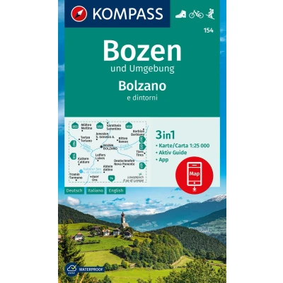 Afbeelding van KOMPASS Wanderkarte 154 Bozen und Umgebung / Bolzano e dintorni 1:25.000