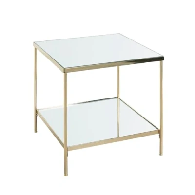 Afbeelding van HAKU Möbel bijzettafel messing, metaal, spiegel dimen.: B 45 cm x H 46 D cm, Stijl: Art Deco