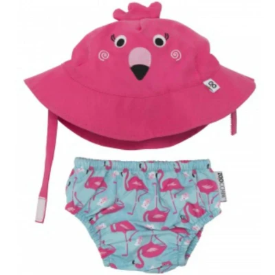 Afbeelding van Zoocchini UV zwemluier setje Franny the Flamingo maat M (6 12 mnd)