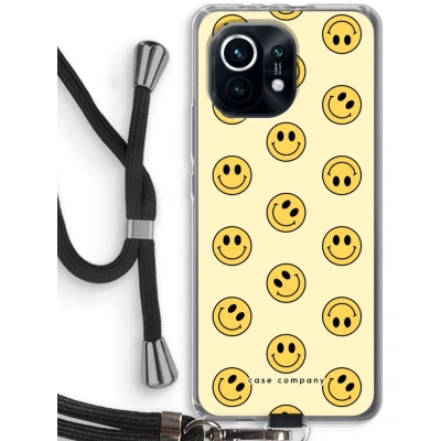 Afbeelding van Case Company® hoesje met Koord geschikt voor Xiaomi Mi 11 Smiley N2 Telefoonhoesje Zwart Bescherming aan alle Kanten en Over de Schermrand