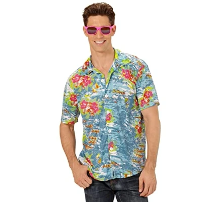 Afbeelding van Widmann Hawaii &amp; Carribean Tropisch Kostuum Shirt Ocean Island Blauw Man XL Carnavalskleding Verkleedkleding
