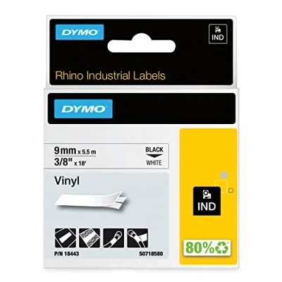 Afbeelding van Dymo 18443 (S0718580) Tape Zwart op wit (9 mm)