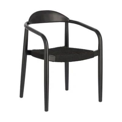 Afbeelding van Kave Home Nina stoel in massief acaciahout en zwart touw FSC 100%