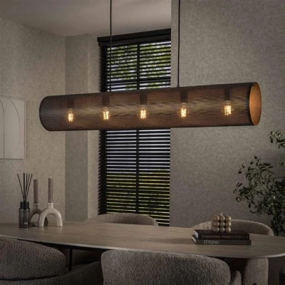 Afbeelding van Hoyz Collection Hanglamp 5L Koker Mesh Artic Zwart