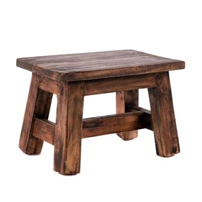 Afbeelding van DESIGN DELIGHTS Monte houten kruk 30 x 20 21 cm (b d h) massief mahoniehout rustieke voor bloemen en planten bijzetkruk decoratieve kleur: 02 bruin