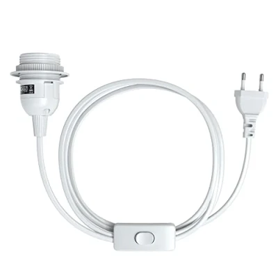 Afbeelding van EAZY CASE E27 lampfitting met 5 m kabel, schakelaar, schroefring voor lampenkap en stopcontact ideale ophanging hanglampen, doe het zelf lampen, wit