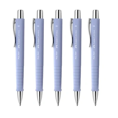 Afbeelding van Faber Castell 205271 Poly Ball Pale Iris balpen met XB vulling, vervangbaar, documentbestendig, 5 stuks
