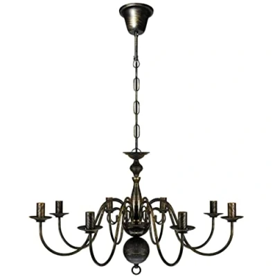 Image de Lustre en métal noir antique 8 x E14 ampoules