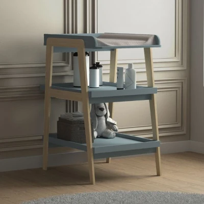 Afbeelding van TSUGA commode Massief hout en MDF L.58 x D.71,1 H.101,2 cm Voor matras 50x70 Stormblauw