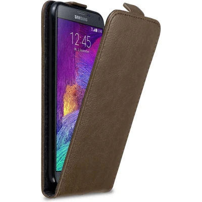 Afbeelding van Cadorabo Hoesje geschikt voor Samsung Galaxy NOTE 4 in KOFFIE BRUIN Beschermhoes flip design Case Cover met magnetische sluiting