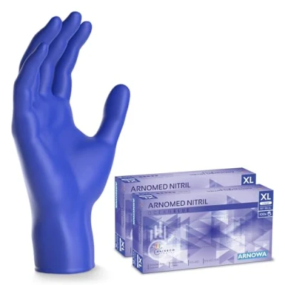 Image de ARNOMED gants jetables bleu océan, nitrile taille XL, gant jetable 200 pièces (2 boîtes), en non poudrés &amp; sans latex, cuisine, a usage unique S, M, L XL