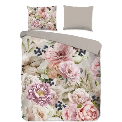 Afbeelding van Pure Dekbedovertrek &quot;bloemen&quot; Zand (140x200/220 cm) Microfiber