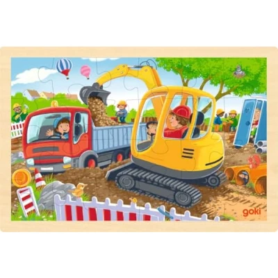 Afbeelding van Goki Houten Legpuzzel Graafmachine, 24st.