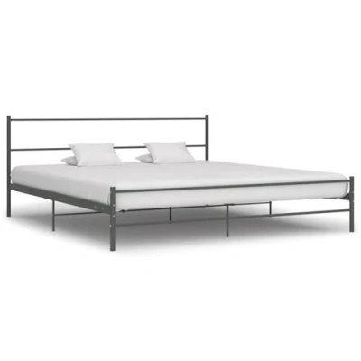 Afbeelding van Bedframe metaal grijs 200x200 cm