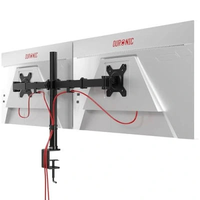 Afbeelding van Duronic Dubbele monitorstandaard voor DM152, zwart, in hoogte verstelbaar, twee LED LCD schermen van 13 tot 27, VESA 75/100, 2 x 8 kg capaciteit, 90/+35 kantelbaar, 180 draaibaar en 360