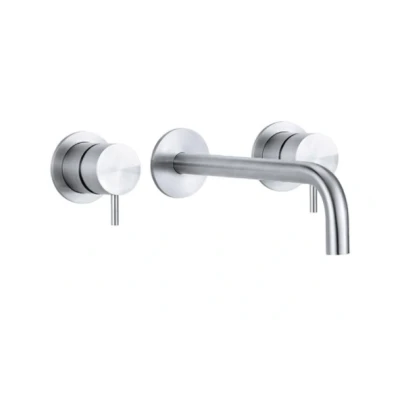 Afbeelding van Waterevolution Flow 3 gats inbouw wastafelkraan Volledig RVS met uitloop 21cm T1163FIE 21