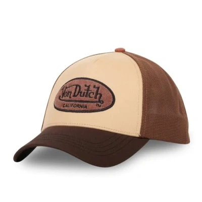 Afbeelding van Von Dutch Pet voor dames en heren, truckerpet TERRY, verstelbaar, Beige/Bruin