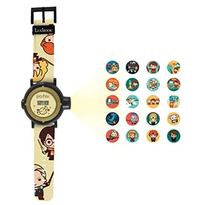 Image de Lexibook Montre Bracelet Ajustable écran Digital avec 20 Projections de l&#039;univers Harry Potter pour Enfant Noir et Doré, DMW050HP