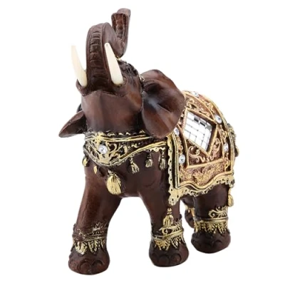 Afbeelding van 1 x Gl¨ck Reichtum Elefant Standbeeld Skulptur Feng Shui Holzmaserung Home Desktop Decoratie Cadeau (Large)
