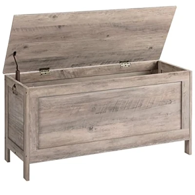 Afbeelding van HOOBRO Greige EBG100CW01 Speelgoedkist met deksel, schoenenbank, opbergkist, robuust, veiligheidsscharnieren, slaapkamer, woonkamer, 100 cm