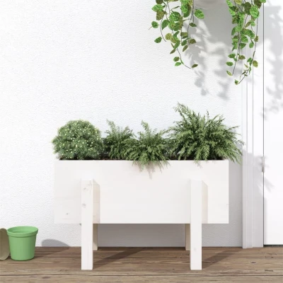 Afbeelding van Plantenbak 62x30x38 cm massief grenenhout wit