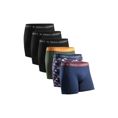 Afbeelding van Danish Endurance 6 PACK Classic Boxershort, Heren, Maat: 3XL, Multicolor black green orange navy blue retro