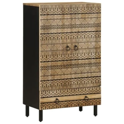 Afbeelding van vidaXL Hoge kast 60x33,5x110 cm massief ruw mangohout