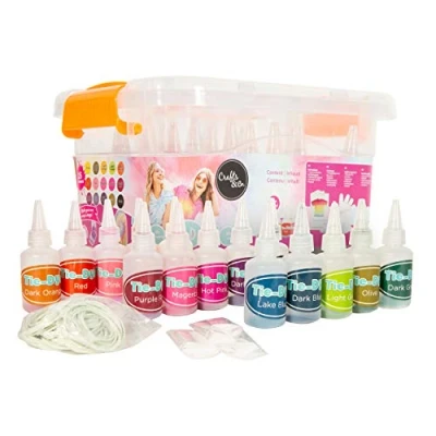 Afbeelding van Crafts&amp;Co Tie Dye Set /Tie Kit Verf 15 Kleuren Textielverf Hobbyverf DIY Knutselen