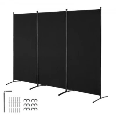Image de VEVOR Cloison de Séparation Paravent à 3 Panneaux 260 cm Séparateur Bureau Noir