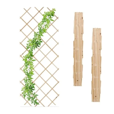 Afbeelding van Relaxdays uitschuifbaar plantenklimrek set van 3 houten klimplantenrek 90x180 cm tuin