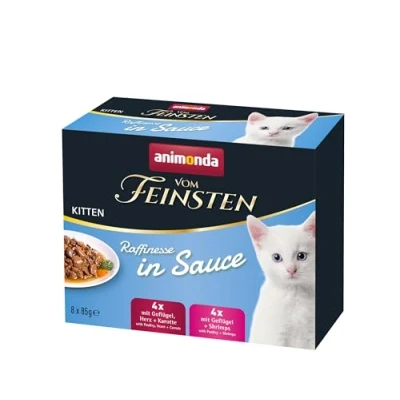 Afbeelding van 8 x 85 g animonda vom Feinsten Adult Raffinesse in Sauce Kitten gemengd pakket nat kattenvoer