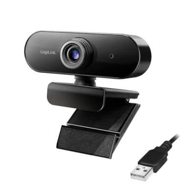 Afbeelding van LogiLink UA0371 Full HD USB webcam met microfoon voor Nets videogesprekken via Skype/Google Meet/FaceTime/FB Messenger enz.