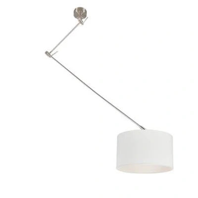 Afbeelding van QAZQA Smart hanglamp staal met kap wit 35 cm incl. Wifi A60 Blitz