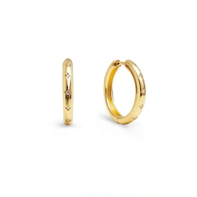 Afbeelding van SINGULARU Aro Astra L oorbellen 18K verguld messing of rhodium met zirkonia details en sterren, congo/kliksluiting. Sieraden voor dames., Eén maat, Messing, Geen edelsteen