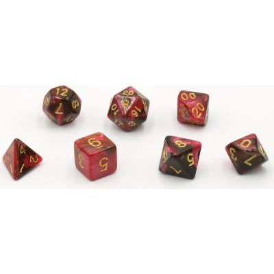 Afbeelding van Dobbelstenen Rood/Zwart 7 set Brick