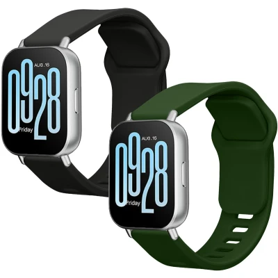 Afbeelding van kwmobile 2x horlogebandjes geschikt voor Xiaomi Redmi Watch 5 Active / Lite bandje Smartwatch bandjes van TPU Activity tracker horloge band in zwart donkergroen