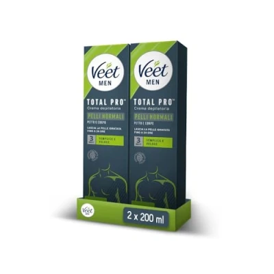 Afbeelding van Veet Men Crème épilatoire pour homme, poitrine et corps, peaux normales, testée dermatologiquement, efficace après 5 minutes, 400 ml (2 x 200 ml)