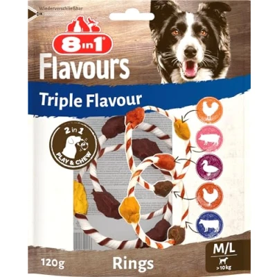 Afbeelding van Voordeelpakket: 2x 120g 8in1 Triple Flavour Rings Kip Hondensnacks