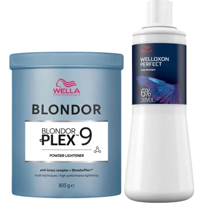 Afbeelding van Wella BlondorPlex Powder 9 800gr + Welloxon Perfect ME+ 6% 1000ml bundel/set/pakket