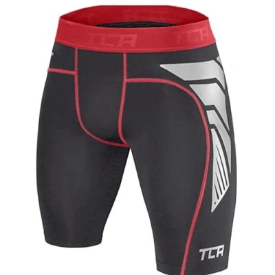 Afbeelding van TCA Mannen CarbonForce Pro Compressie Basislaag Korte Broek Thermisch Ondergoed Zwart/Rood, M