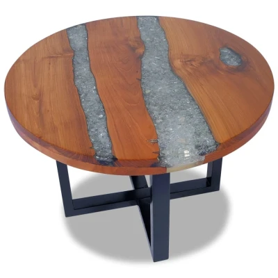Afbeelding van Salontafel massief teakhout hars 60 cm