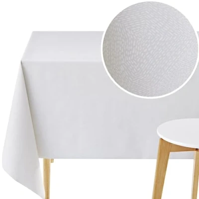 Afbeelding van KP HOME Rechthoekig tafelkleed van pvc, waterdicht, gemakkelijk te reinigen, 300 x 140 cm, minimalistische randlijnen kunststof, voor buiten, klassiek grijs