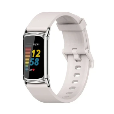 Afbeelding van FitBit Charge 5 &amp; 6 Extra soft siliconen bandje Lichtgrijs + zilveren connector