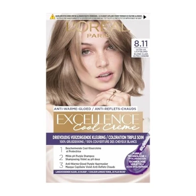 Afbeelding van 1+1 gratis: L&#039;Oréal Excellence Cool Crème Permanente Crèmekleuring 8.11 Ultra As Lichtblond