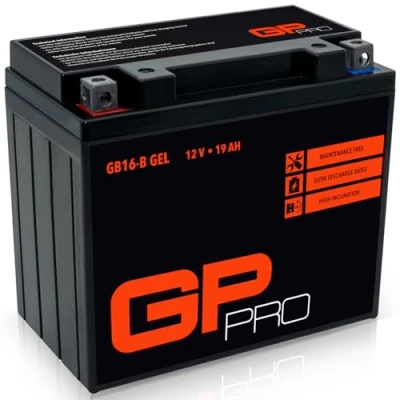 Afbeelding van GP PRO GB16 B 12 V 17 Ah GEL startaccu (compatibel met YB16 / 51912) (onderhoudsvrij/verzegeld) motoraccu voor bijv. Harley Davidson