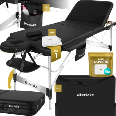 Afbeelding van tectake® 3 Zones Massagetafel met 5 cm Dikke Vulling en Aluminium Frame 70 Zwart