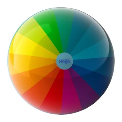 Afbeelding van HABA 2012749001 Regenboogbal voor kinderen, 14 cm, met ventiel van robuust kunststof, speelbal in regenboogkleuren, binnen en buiten, vanaf 2 jaar