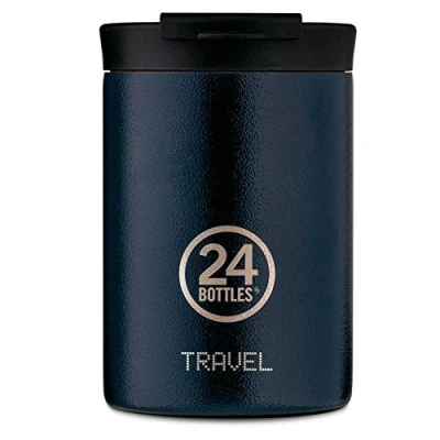 Afbeelding van 24Bottles 350 ml diepblauwe kleur roestvrij staal reisglas, afmetingen: 8 cm x 12,5 cm, 416