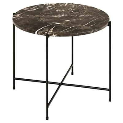 Afbeelding van Bijzettafel Avila Ø52 cm bruin marmer/zwart